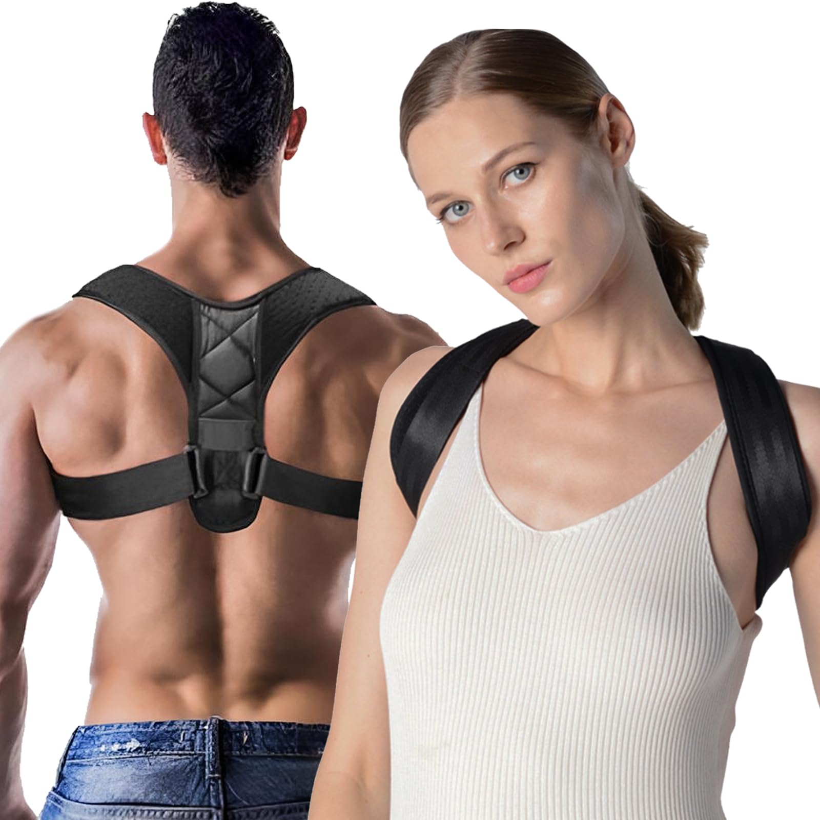 Posture Corrector for Women and Men, Back Straightener Posture Brace Corrector, Upper Back Brace Adjustable Posture Corrector for Back Pain Relief, Corrector de Postura para Hombre Mujer (Large)