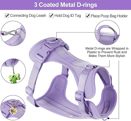 Miniatura 3 de Arnés ligero para perro sin tirones arnés ajustable y duradero de malla transpirable para mascotas con cojín suave y cómodo, para perros pequeños,