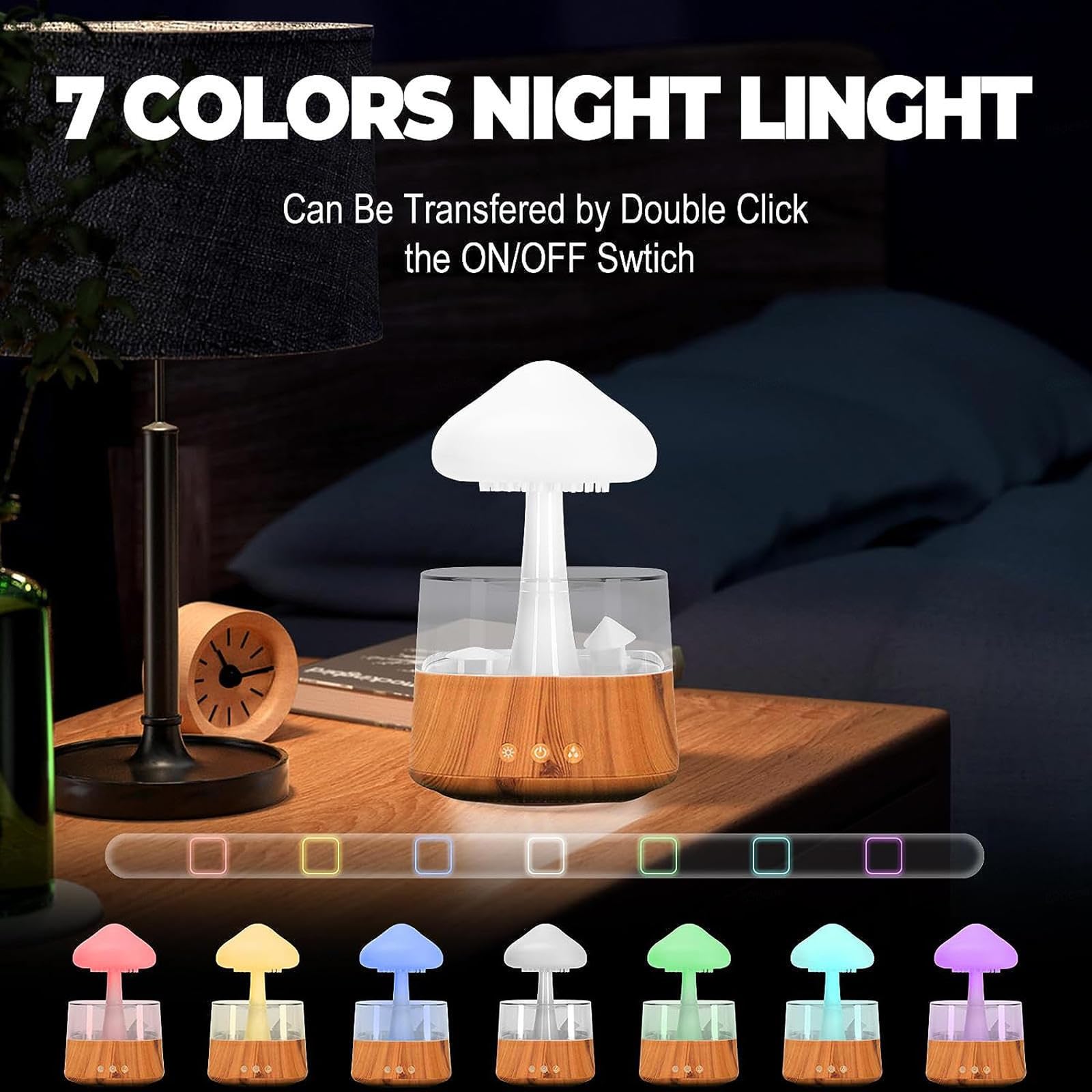 Amazon.co.jp: きのこ加湿器, アロマディフューザー 7色LEDライト 明