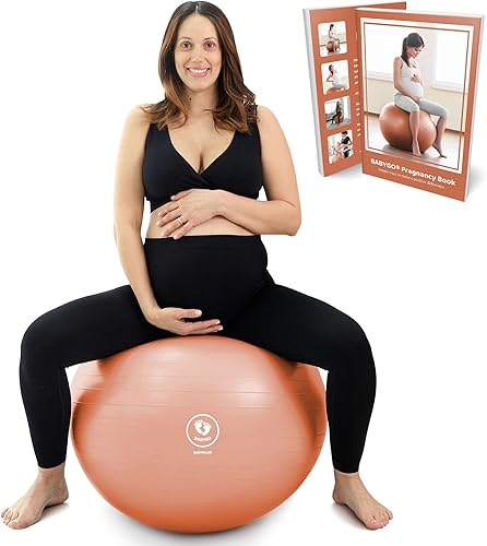 BABYGO Birthing Ball for Pregnancy & Labor + Our Award Winning Book - Exercise, Birth & Recovery Plan, 5X Stronger Than a Yoga Ball with Eco
