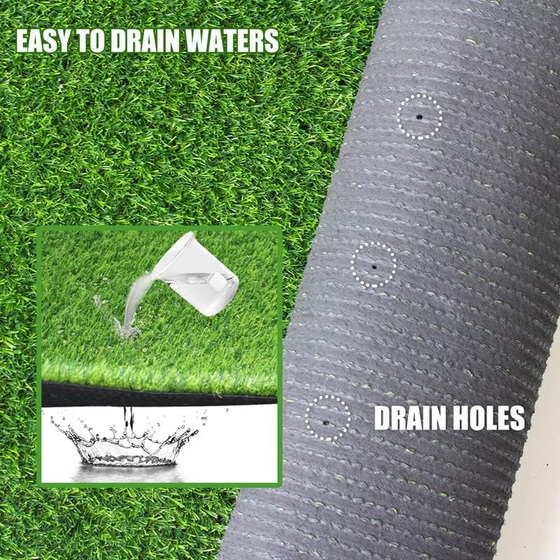 Miniatura 4 de Césped artificial de 7 pies x 43 pies para interiores y exteriores, 0.7 pulgadas, tapete de césped sintético con agujeros de drenaje para perros,