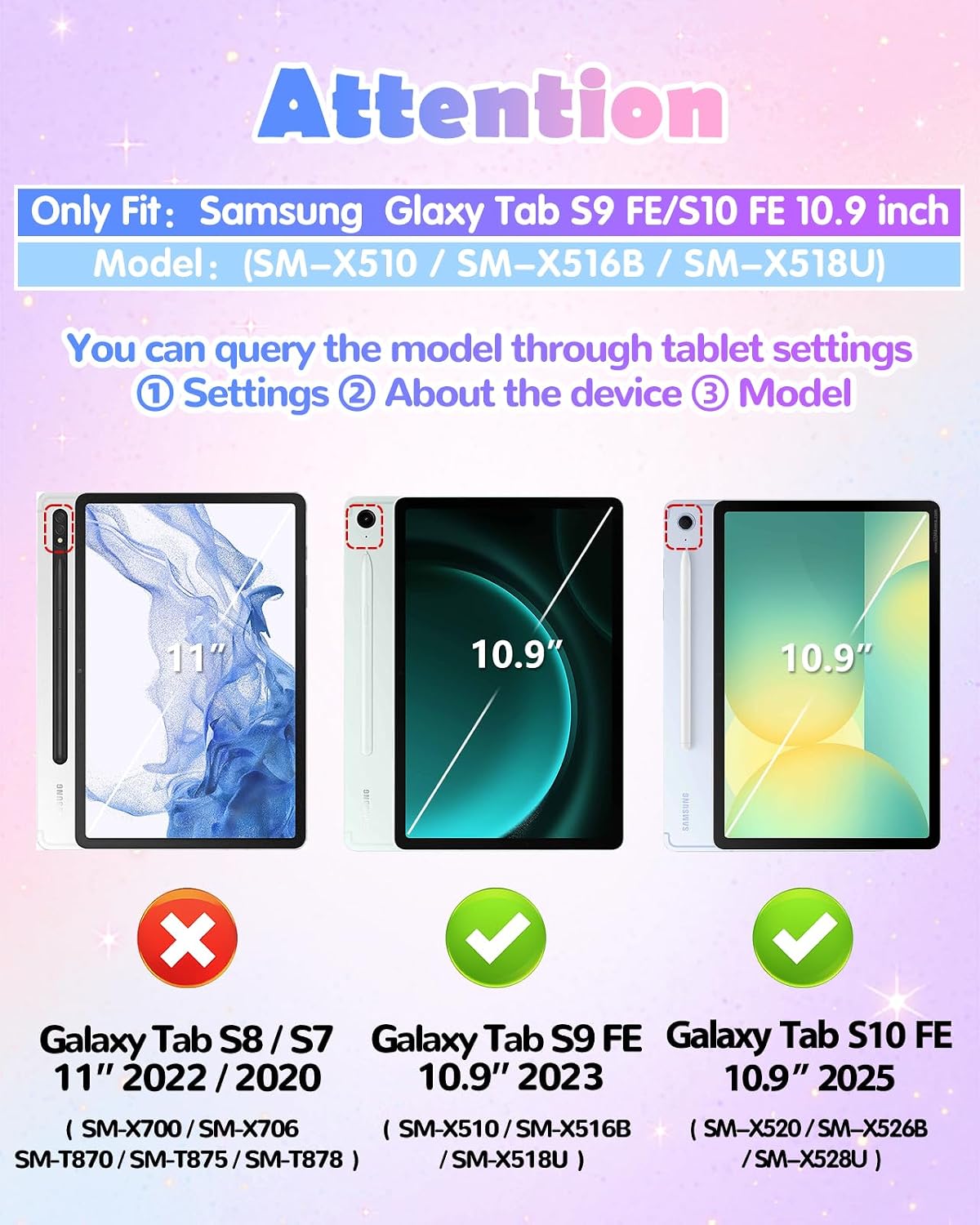 Uppuppy for Galaxy Tab S10 FE 5G Case/Tab S9 FE Case - Cute Cartoon Kawaii Unicorn Teen Girls Women Tablet Cover with Rotating Stand & Strap Soft Silicone Funda for Samsung Tab S9FE/S10FE 10.9 Inch image 2