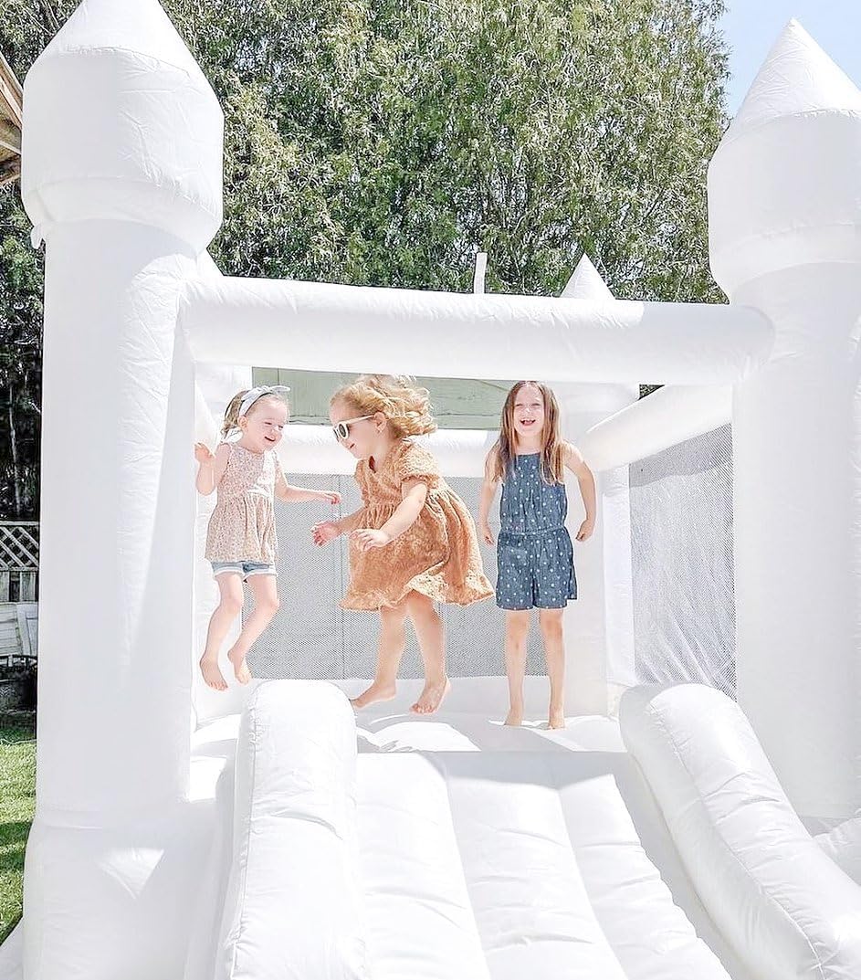 iLink-outer White Bounce House Without Air Blower Indoor Outdoor Bouncy Castle for Kids 2-8 Oxford Toddler Bounce House with Slide,103 x 71 x 90 inch,Kid Birthday Party Gifts（NO Air Blower） Product Image 5