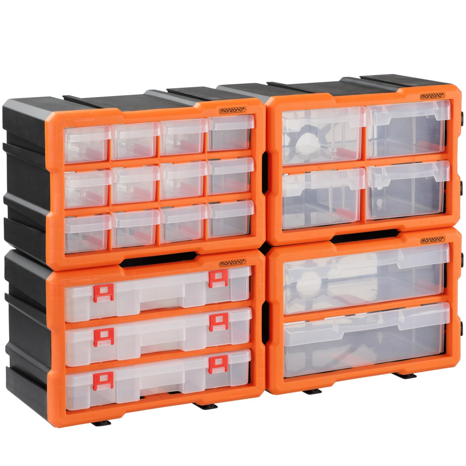 Monzana Multicoloured Monzana® 72 Compartment Multi Drawer Organiser With Adjustable Dividers - 21 Plastic Storage Drawers Multi Tool Box Organiser - Ideal For Diy Tool Bits, Fishing Tackle, Fixings & Accessories