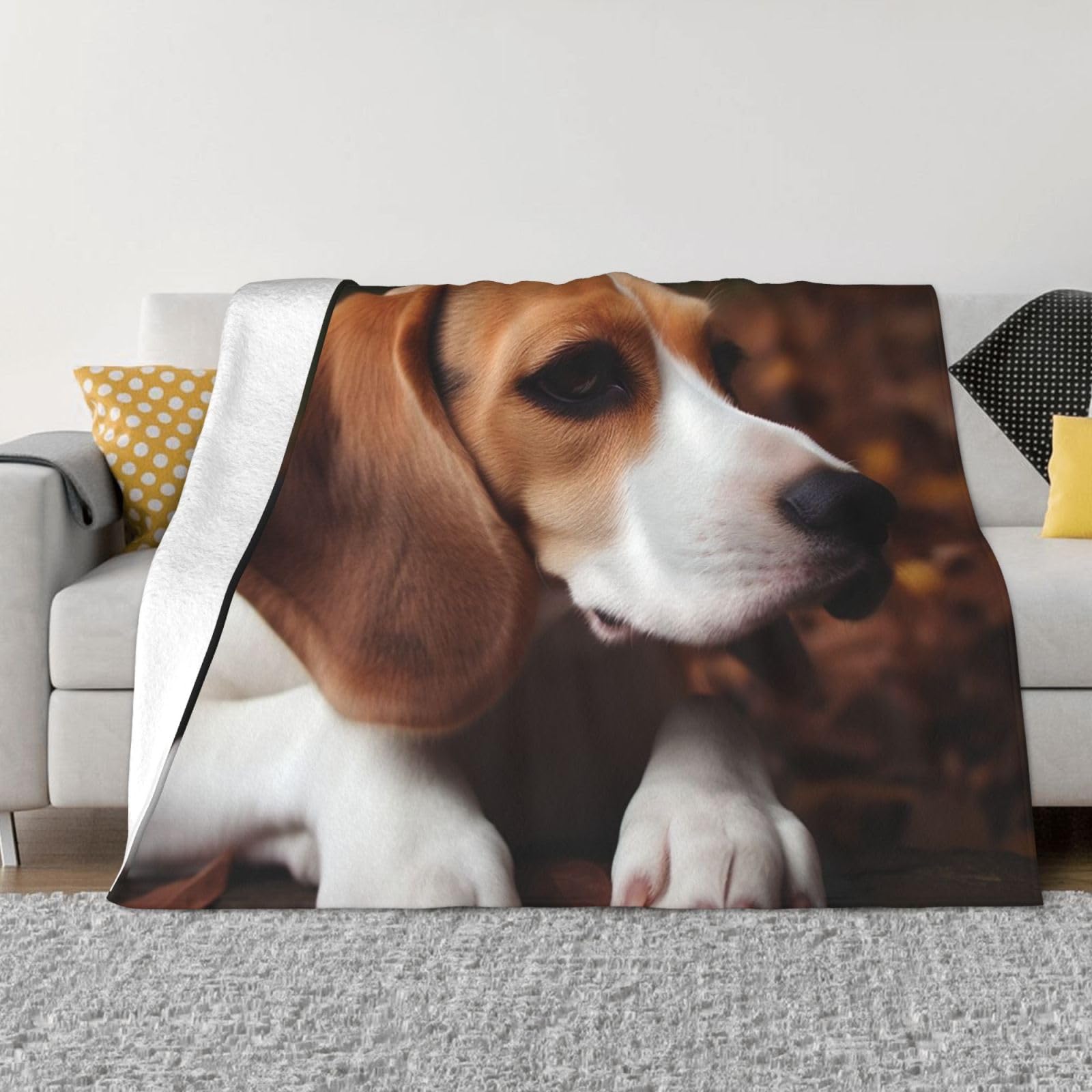 KLOPH Cute Beagle Throw Blanket 80"x60" Flannel Fluffy Warm Blanket for Couch, Reversible Plush Blankets for Bed, Comfy Fuzzy Blanket for Sofa, Plush Lightweight-Blankets for All Season