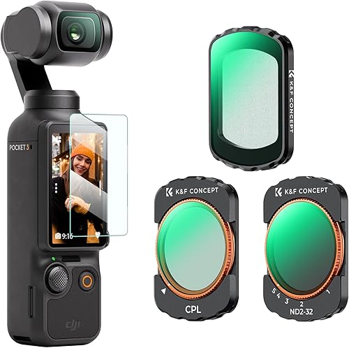 K&F CONCEPT Magnetic Effect & ND & CPL Filter Set Compatible with DJI Osmo Pocket 4/3, 3 Pack CPL Black Diffusion 1/4 ND2-32 Filters Accessories, HD Optical Glass/Multi-Coated