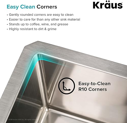 Miniatura 12 de Kraus - Standart PRO - KHU111-25 - Fregadero empotrado de acero inoxidable de 25pulgadas y calibre 16, de una sola tina, para cocina