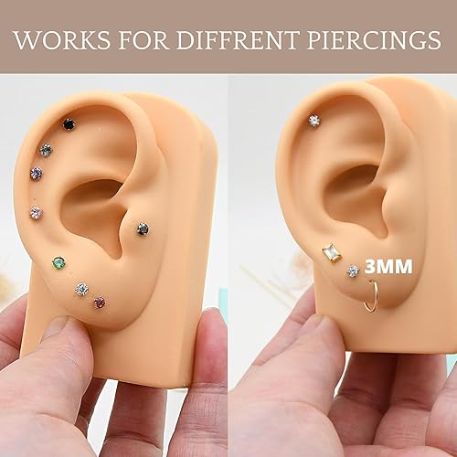 Miniatura 6 de Small Gold Stud Flat Back Earrings for Women 14k Gold, Hypoallergenic Flatback Cartilage Earring Stud, Helix Conch Tragus Piercing Jewelry, Screw