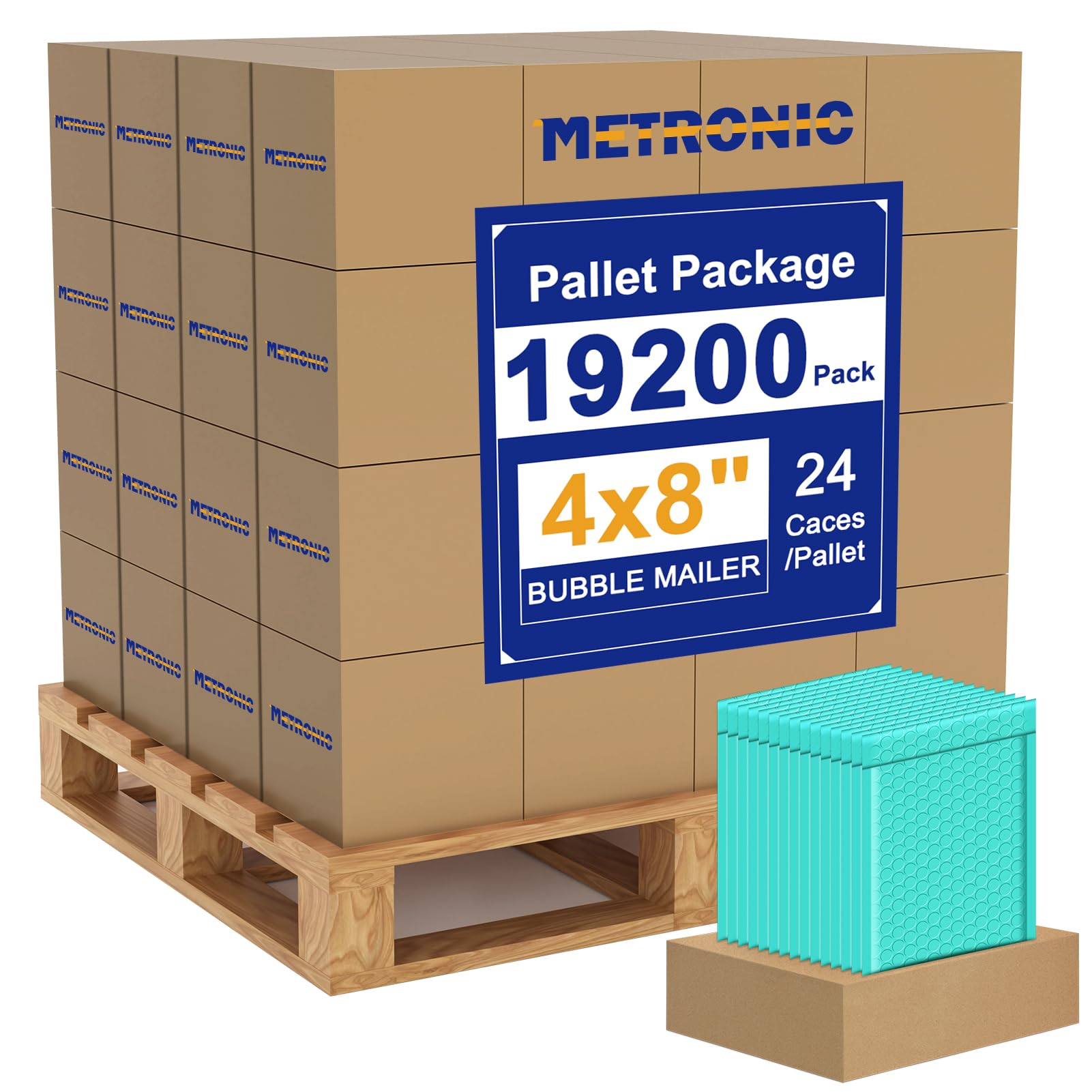 Metronic 19200 Pack Bubble Mailers 4X8 Inch Teal Full Pallet Waterproof