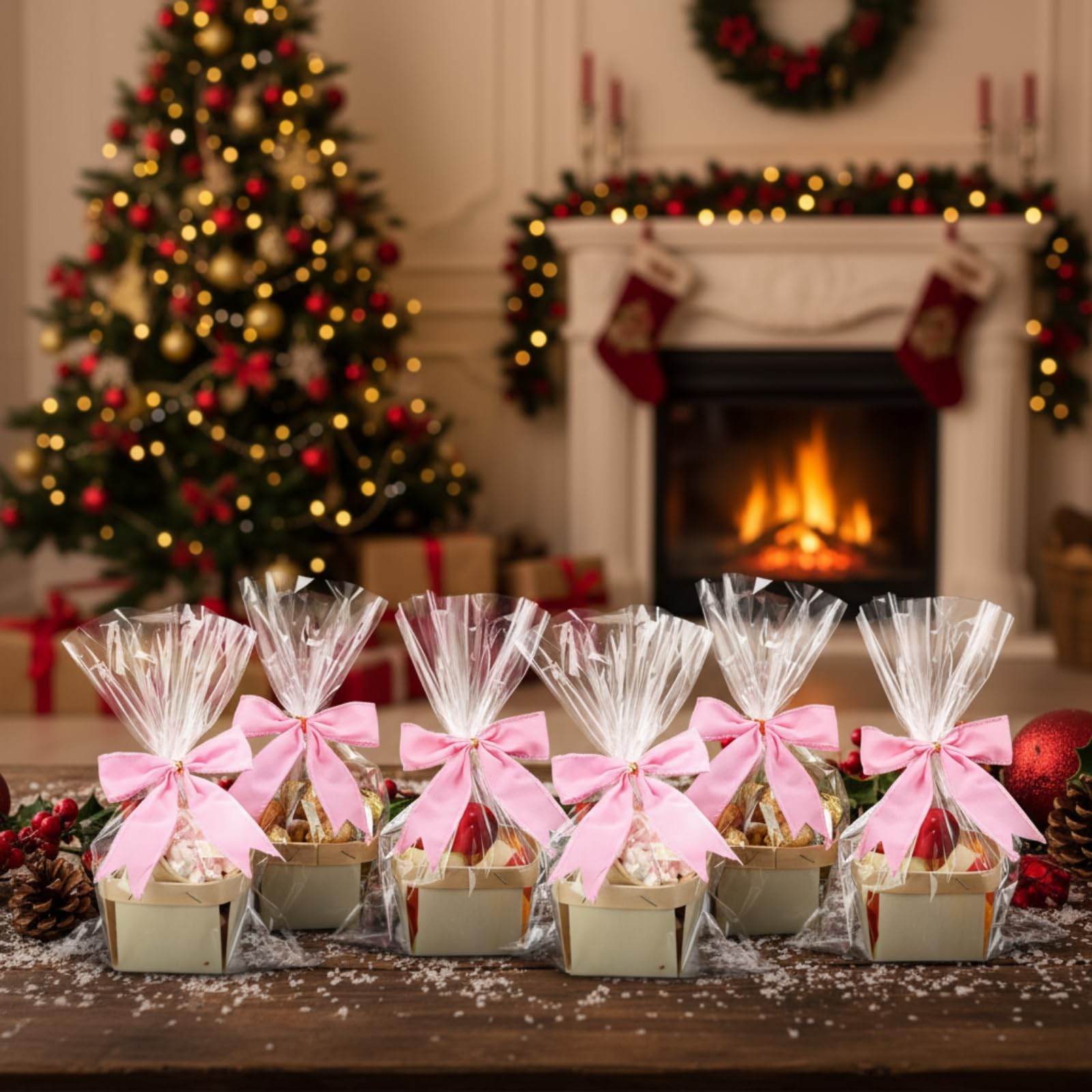 Yerliker Juego de 10 mini cestas de madera para regalos, cestas pequeñas vacías de 4 pulgadas, cestas pequeñas de bayas, bolsas transparentes para regalo, para manualidades, bodas, cumpleaños,