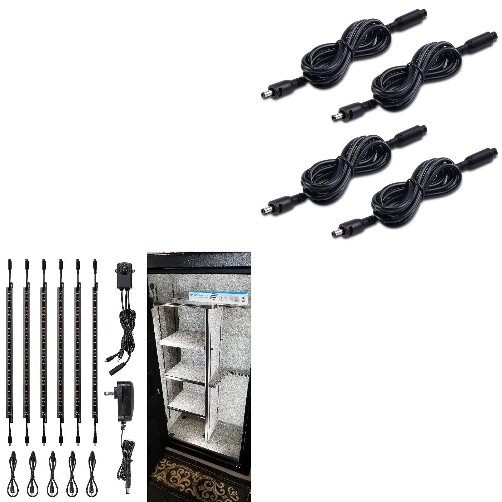 TORCHSTAR LED Safe Lighting Kit Bundle: 1-Pack (6) 12 Inch Motion Sensor Linkable Lighting Bars, 5000K Daylight, 2-Pack 39 Inches Interconnect Cable, Under Cabinet Gun Safe Locker Closet Showcase - View #8