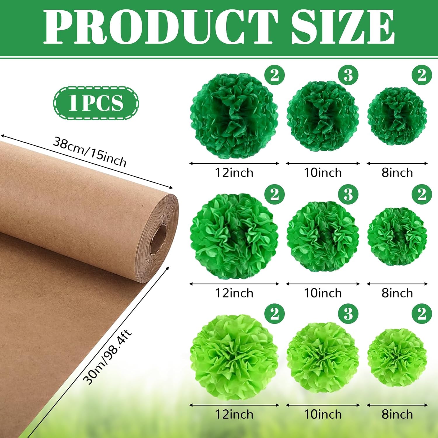 Christmas Tree Bulletin Board Set DIY 3D Tree with Paper Pom Poms Kraft Craft Xmas Bulletin Board Classroom 3D Wall Decorations for Holiday Party School Chalkboard Teacher Supplies(Green)