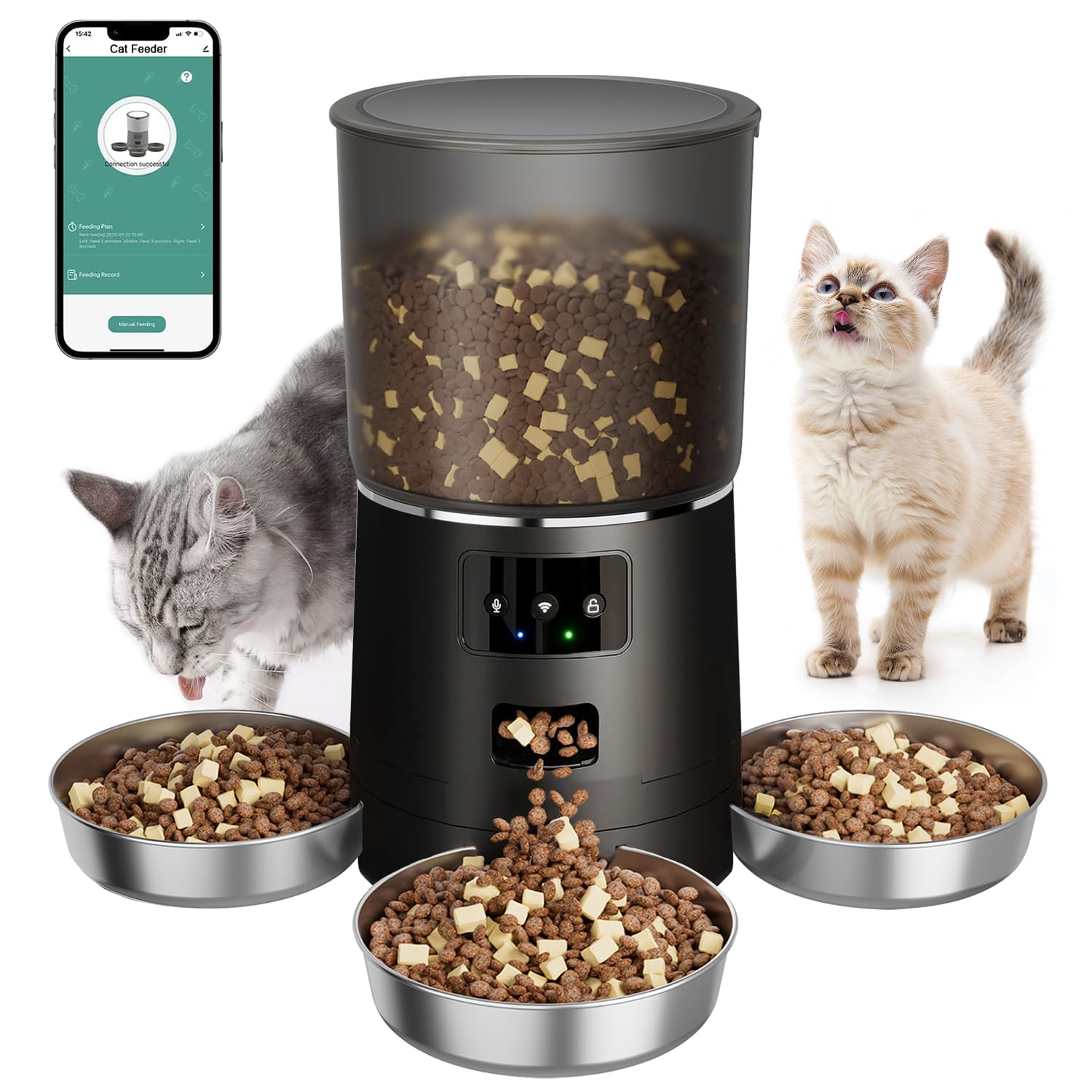 Automatic Cat Feeder - 3L Pet Dry Food Dispenser for Cats and Puppies ...