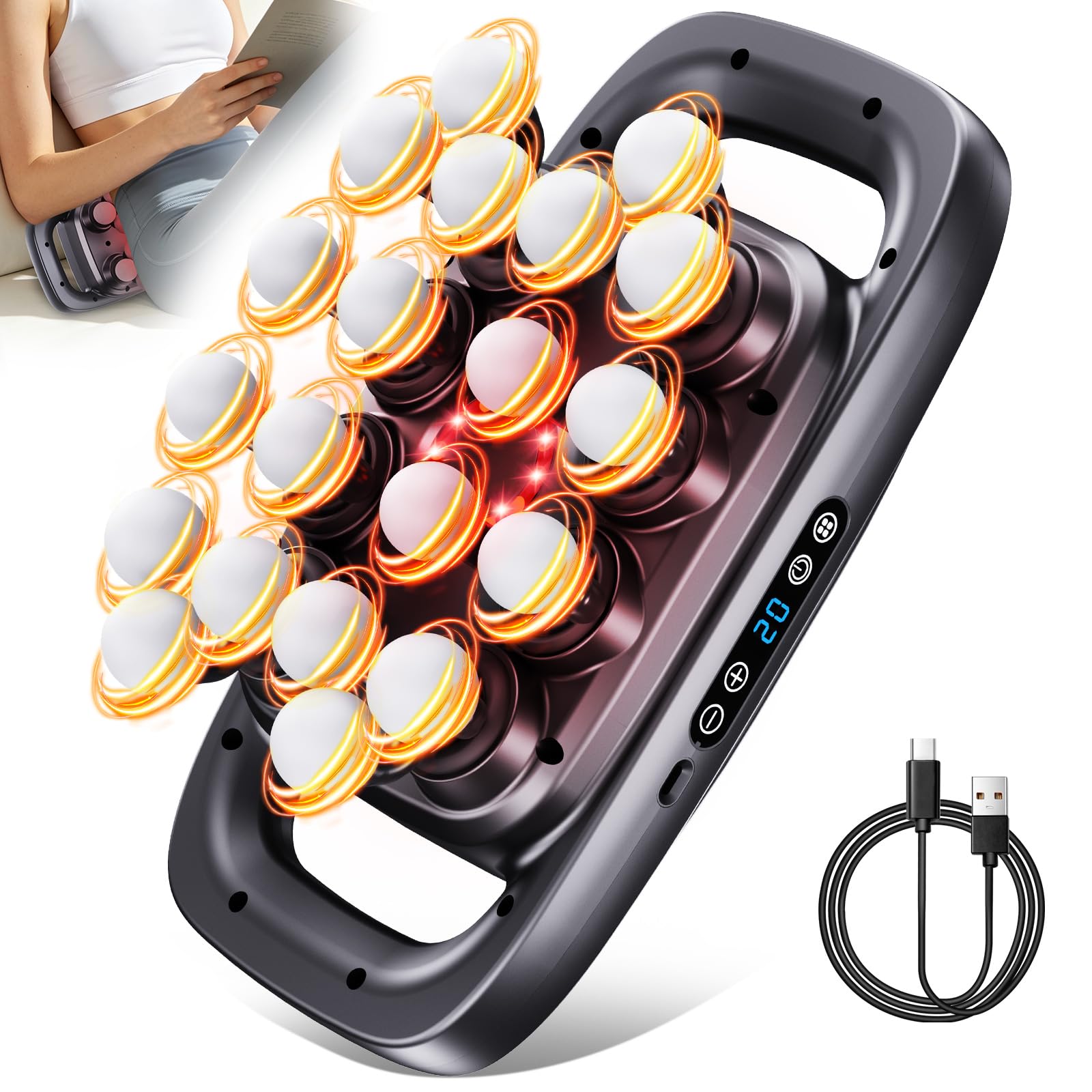 Massagepistole mit 20 Köpfen - 3 Modi & 30 Geschwindigkeiten, Großflächiges Tiefengewebe Massagegerät, Leise (35dB) für große Muskelgruppen, Sport Regeneration & Verspannungslösung