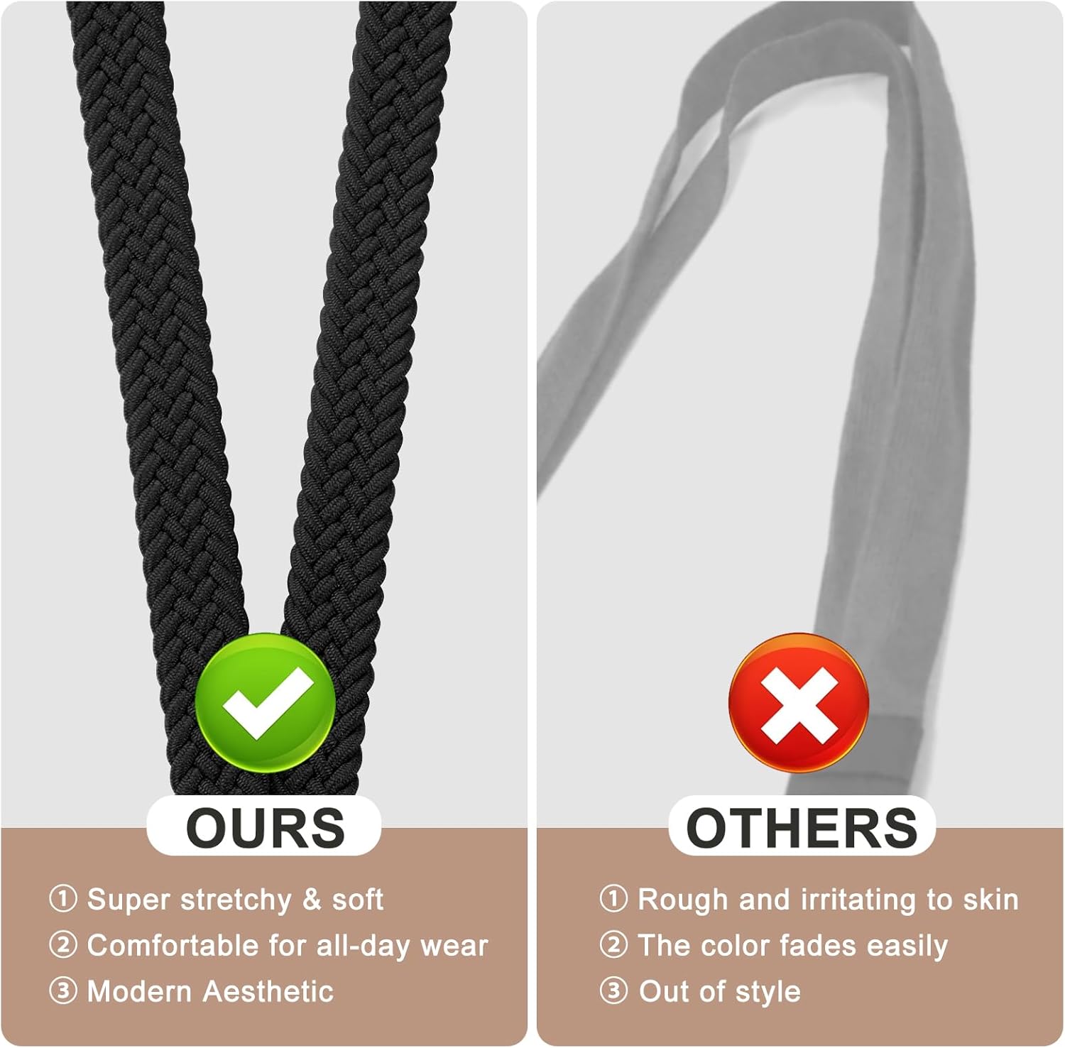 Fishent Stretchy Thin Lanyards for Keys ID Badges, Cute Long Teacher Neck Key Lanyard Keychains for Women Men Wallet Phone(Black) - Image 5