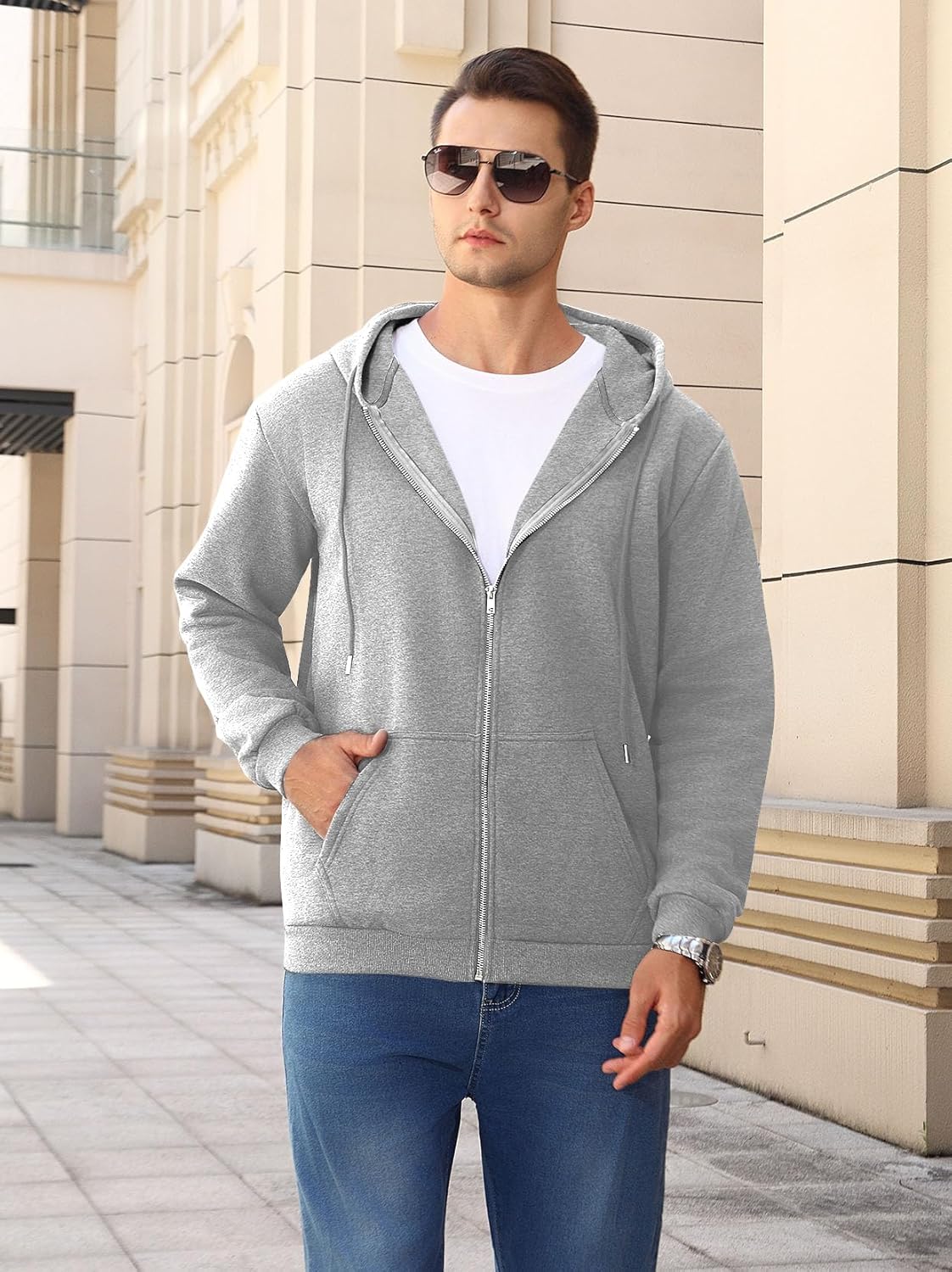 Hoodies for Men Full zip Mens Hoodies Casual Drawstring Long Sleeve Sweatshirts Sports Hooded Jacket - Image 4