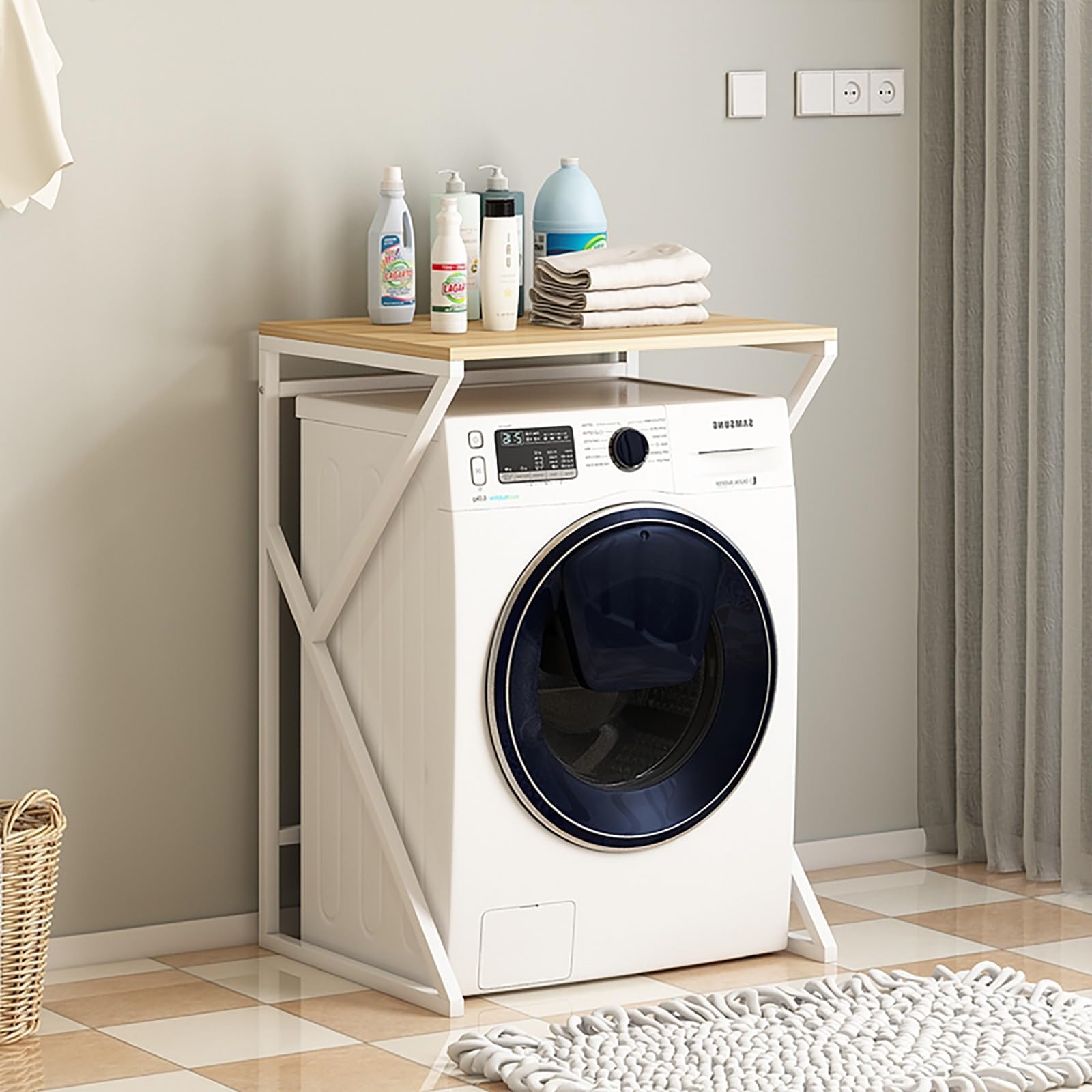 3-Tier Space-Saving Storage Shelf for Laundry Top-Loading Design White/Brown 95 cm - Perfect for Small Spaces nize and Maximize Storage Efficiency.