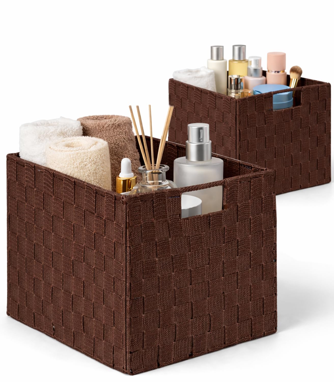 Panier d'étagère en ruban tissé pour organiser le garde-manger chic lot de 2
