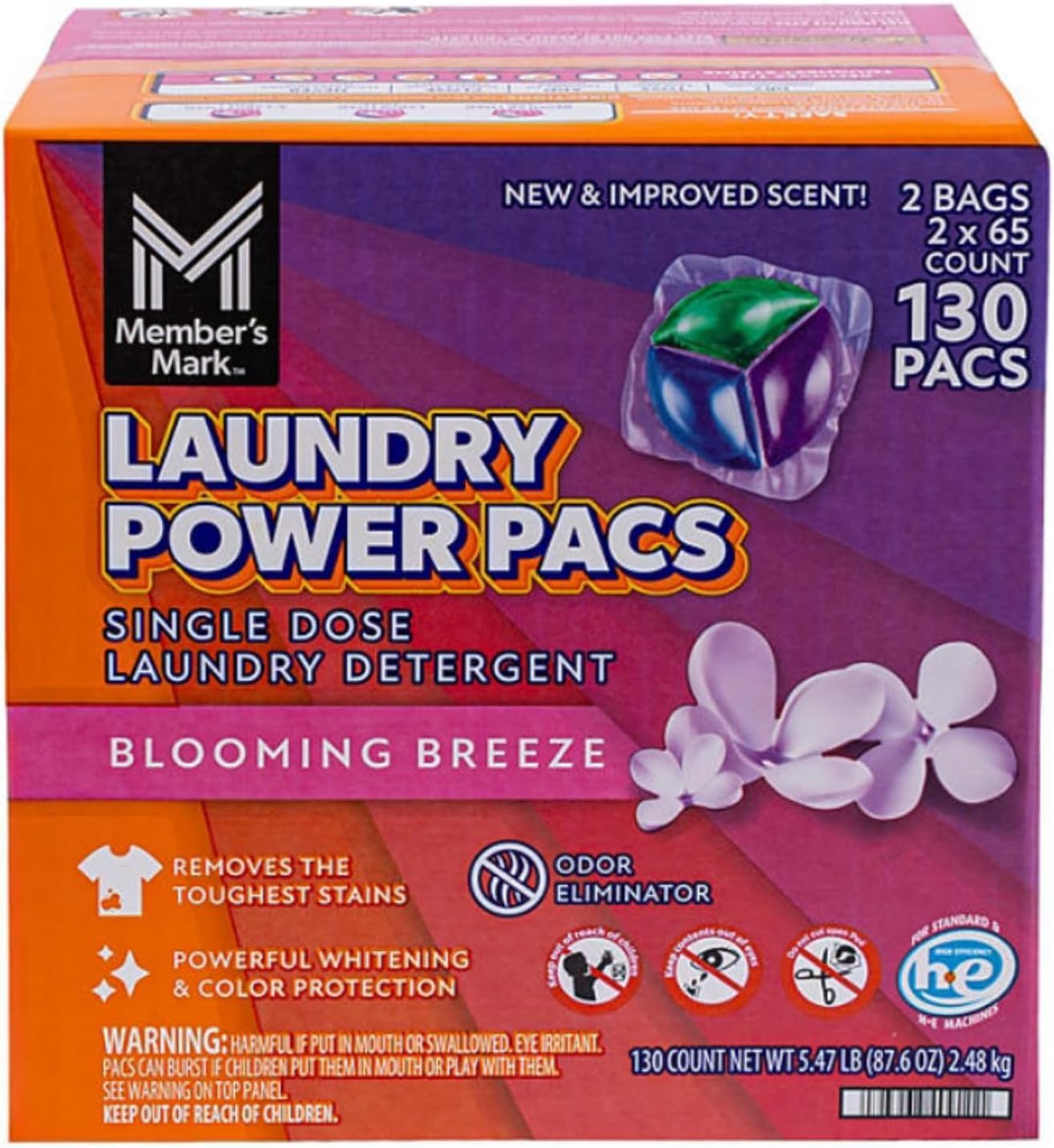 Members Mark Laundry Power Pacs, Blooming Breeze, 130 ct.