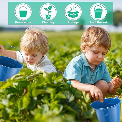 Miniatura 6 de Rtteri 24 cubos pequeños de metal con asa, mini cubos a granel para recuerdos de fiesta de Pascua, soporte para lápices de aula, maceta, cesta para