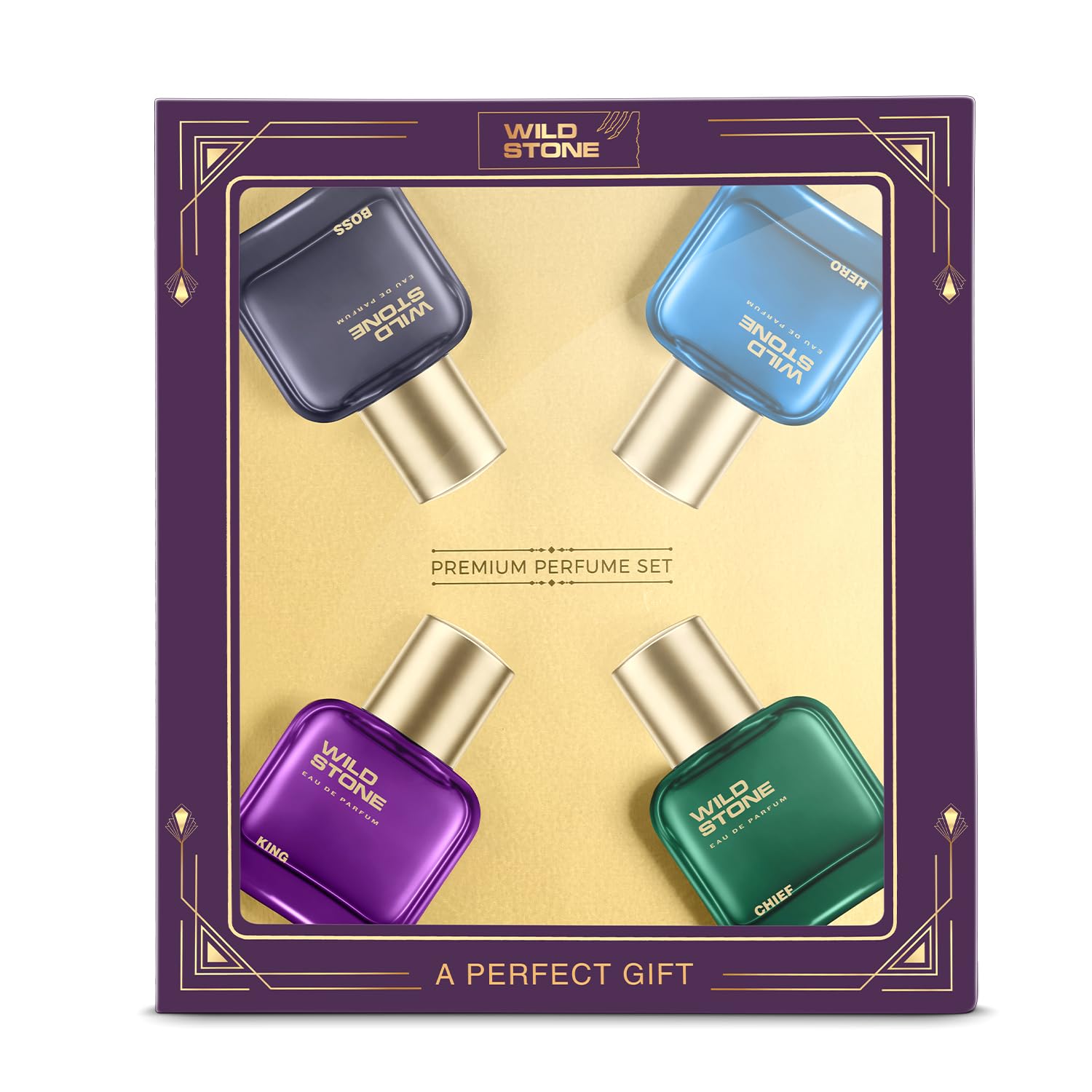 Wild Stone Perfume Gift Set for Men 4x30ml – Hero | King | Chief | Boss | Premium Grooming & Lifestyle Gift Set | Long Lasting Perfume for Men | Ideal Gift for Special Occasions