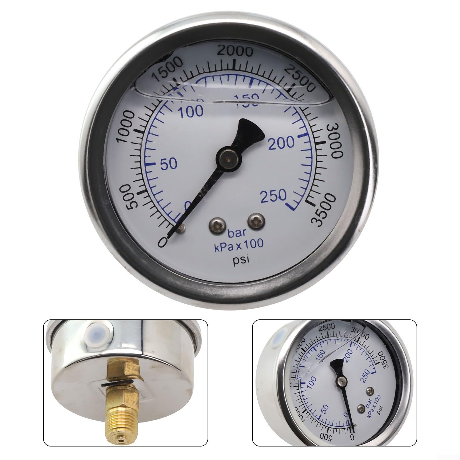 EasyByMall Hochdruckreiniger-Manometer, 250 Bar/3500 Psi, M14 x 1,5 Gewinde, für 2/3/4/5,5 kW Hochdruckreiniger