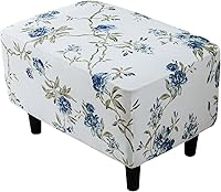 Vista 31 de Eco-Ancheng Funda elástica para silla, funda otomana rectangular de almacenamiento, funda otomana para reposapiés, fundas otomanas para taburete