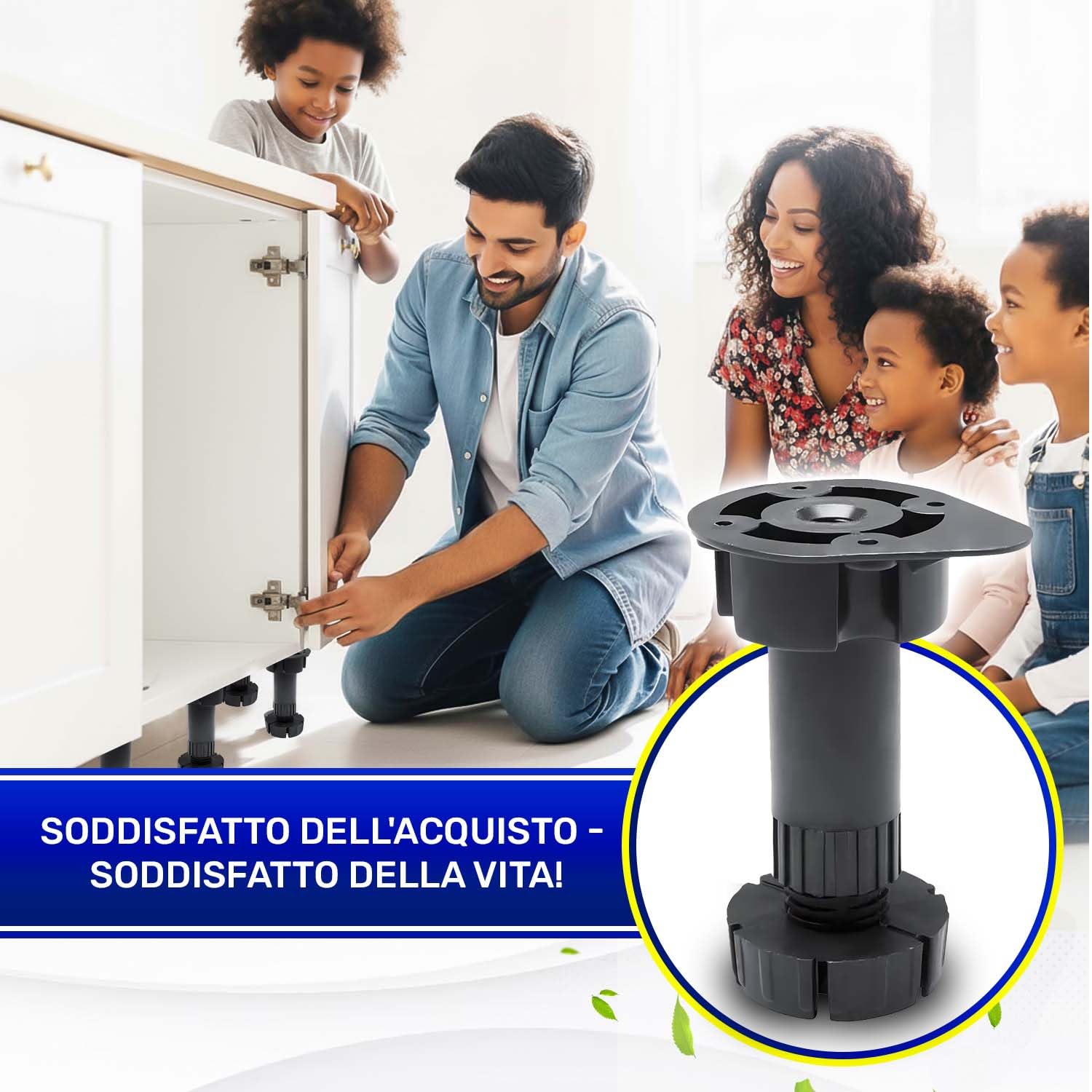 MONTERAL 20 Pezzi Piedini per Mobili Regolabili 95-165 mm Ø 27,5 mm Capacità di Carico 60 kg - Garanzia di 10 Anni