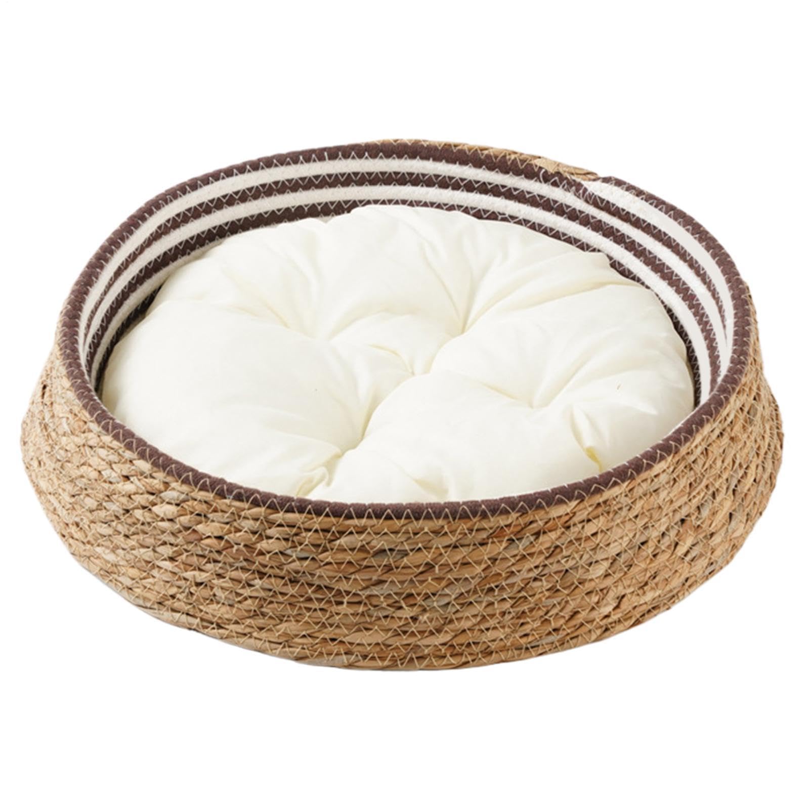 Lit pour chat tressé anti-stress avec coussin lavable pour apaiser les siestes de votre animal