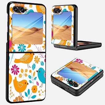 Case for Samsung Galaxy Z Flip 5 2023, Ultra Thin Hard PC Shookproof Folding Anti-Drop Wear-Resistant Protection Phone Case for Galaxy Z Flip 5,Cute Bird Floral