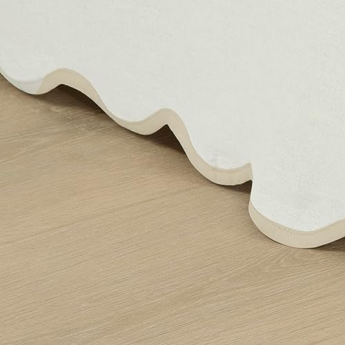 Miniatura 3 de Lush Decor Coastal Chic - Falda de cama con textura de lino con borde festoneado, neutroblanco, individual, King, suave, elegante, de lujo, fácil