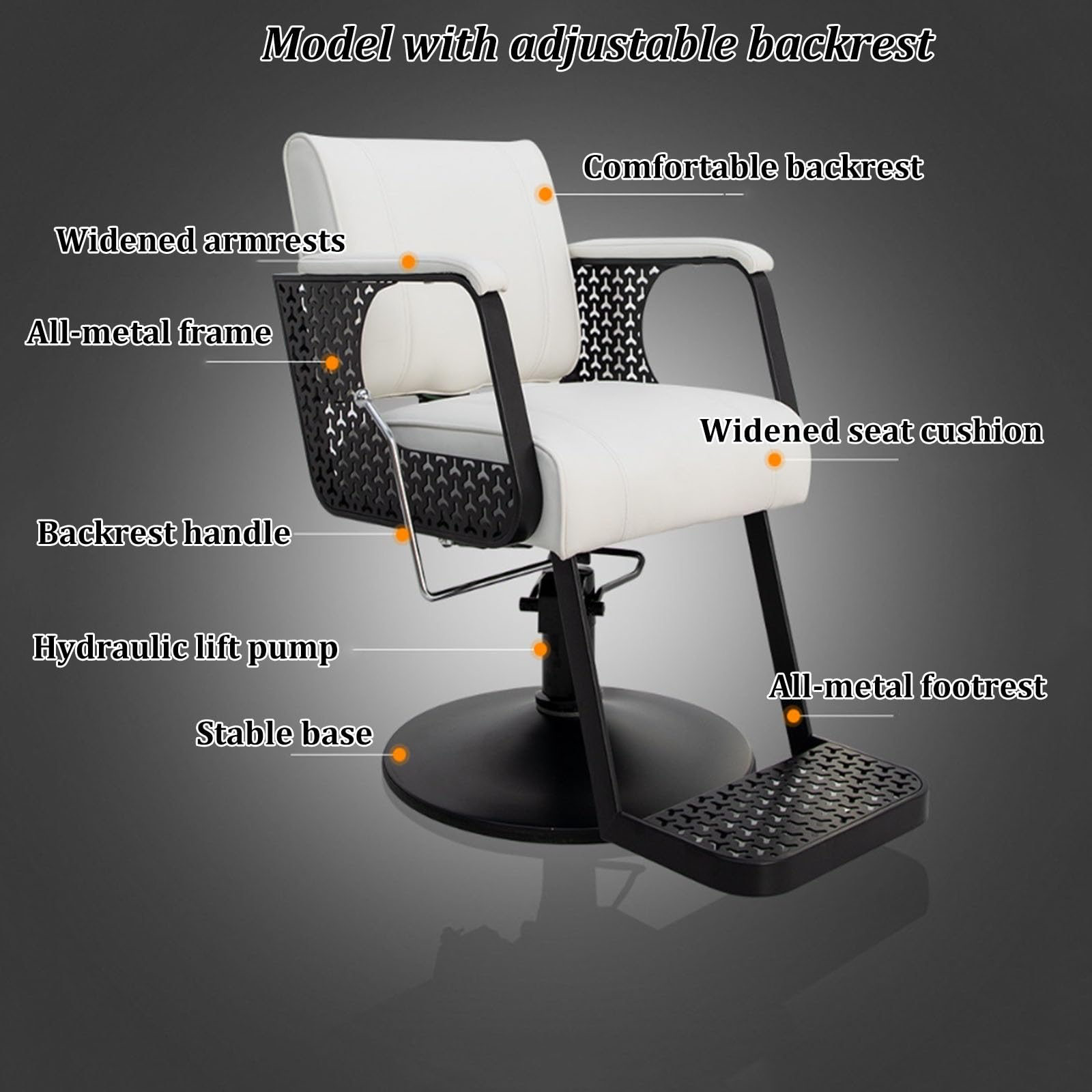 Sillón de barbería Profesional y Silla reclinable para peluquería; Equipo de Belleza SPA para Uso doméstico, barberías y Salones Belleza(White)