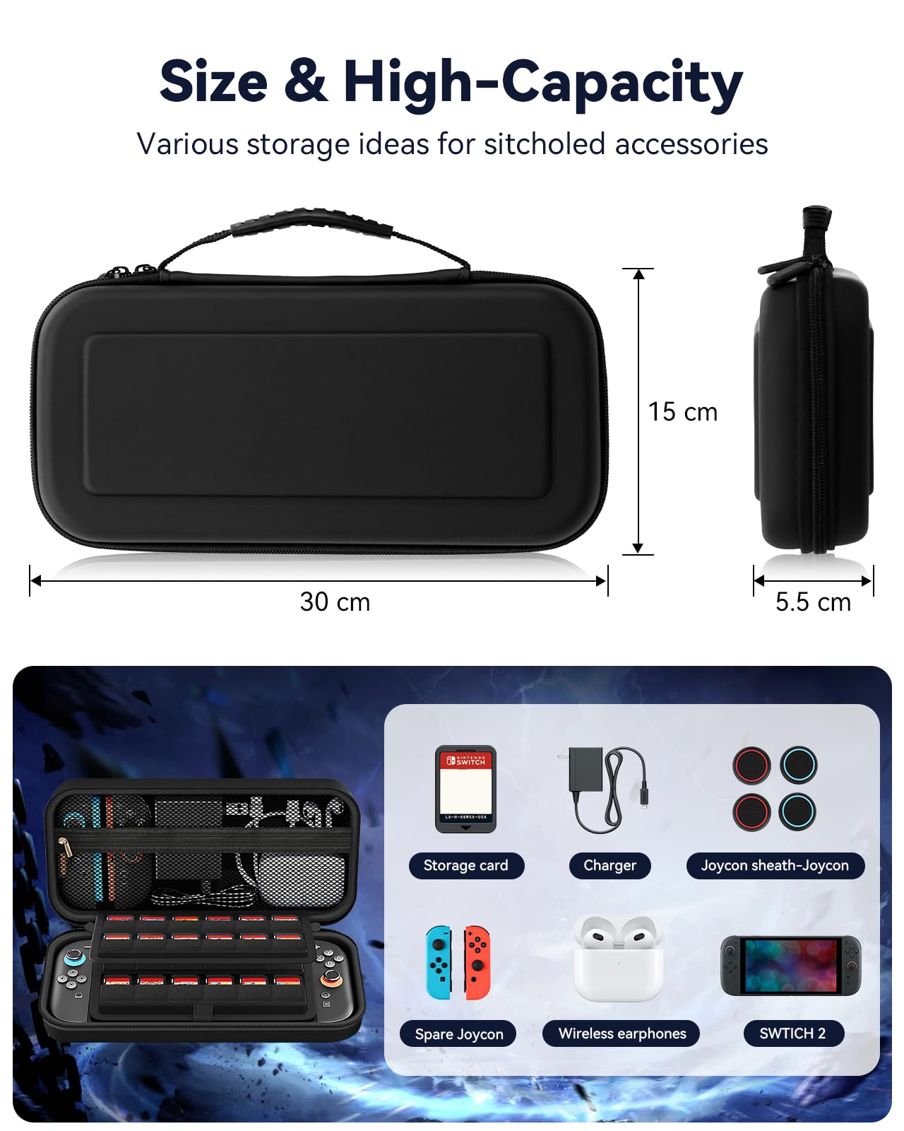 強化版Nintendo Switch 本体＋ケース＋MicroSD128GB Amazon.com: SnapTek Large Capacity Carrying Case for Nintendo