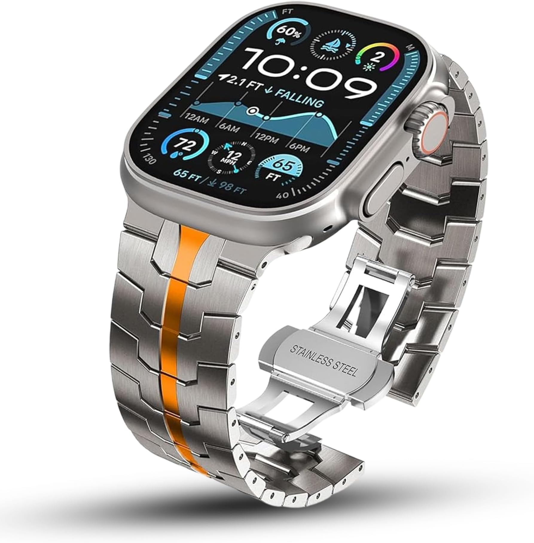 Ironman Stainless Steel Watch Band Compatible Apple Watch Ultra 2 & 8 Ultra 49mm | 10, 9, 8 & 7 46/45mm