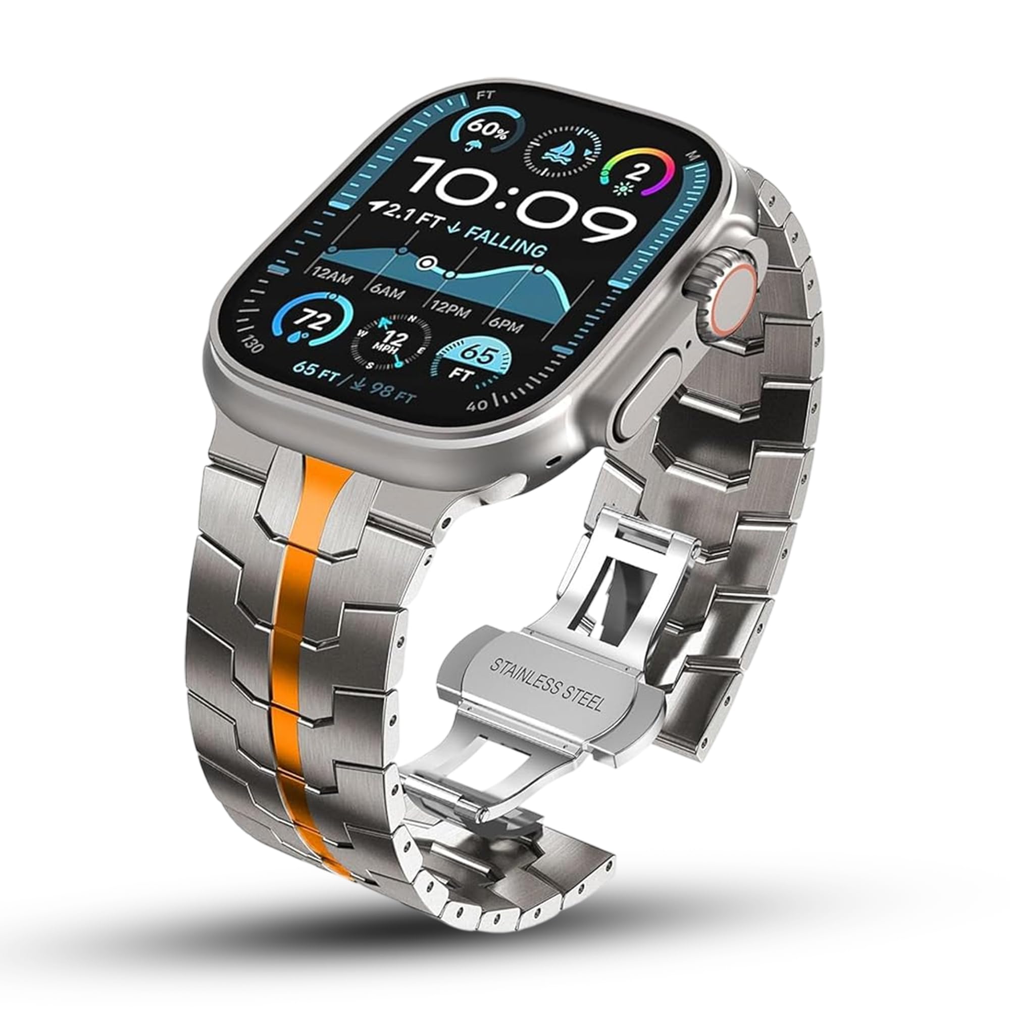 Ironman Stainless Steel Watch Band Compatible Apple Watch Ultra 2 & 8 Ultra 49mm | 10, 9, 8 & 7 46/45mm