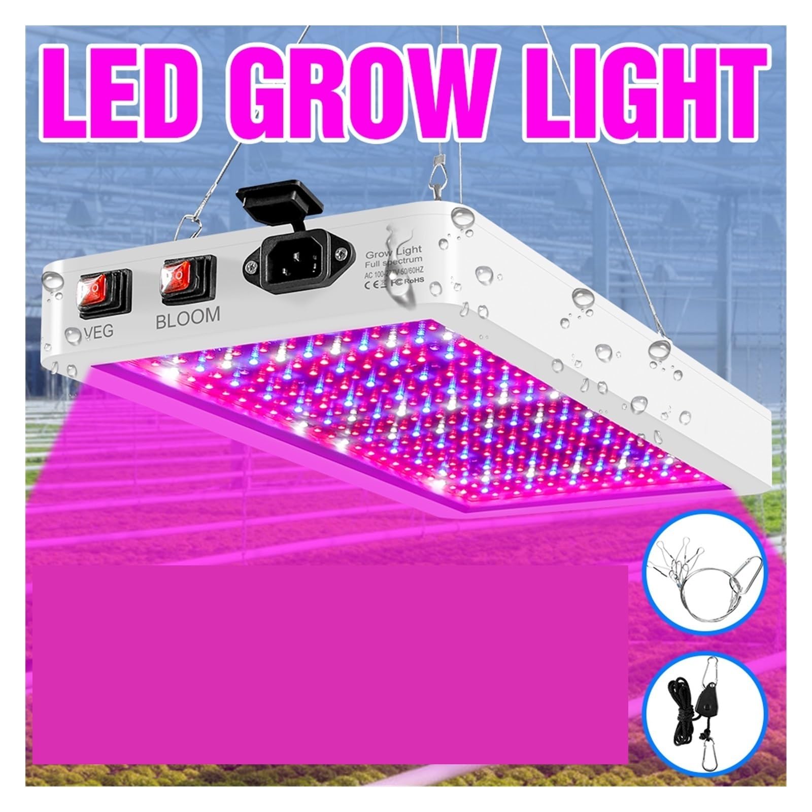 Coltiva la luce Lampada a spettro completo a LED for piante Illuminazione Lampadina for crescita Piantine for interni Tenda for crescita di fiori per serra(2000W 312leds)