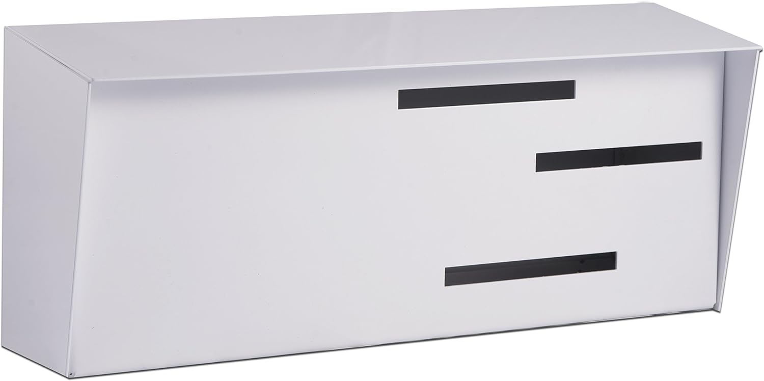 Mid Century Modern Wall Mounted Mailbox - Vintage & Retro Design, Contemporary Style (White/Robin Egg)
