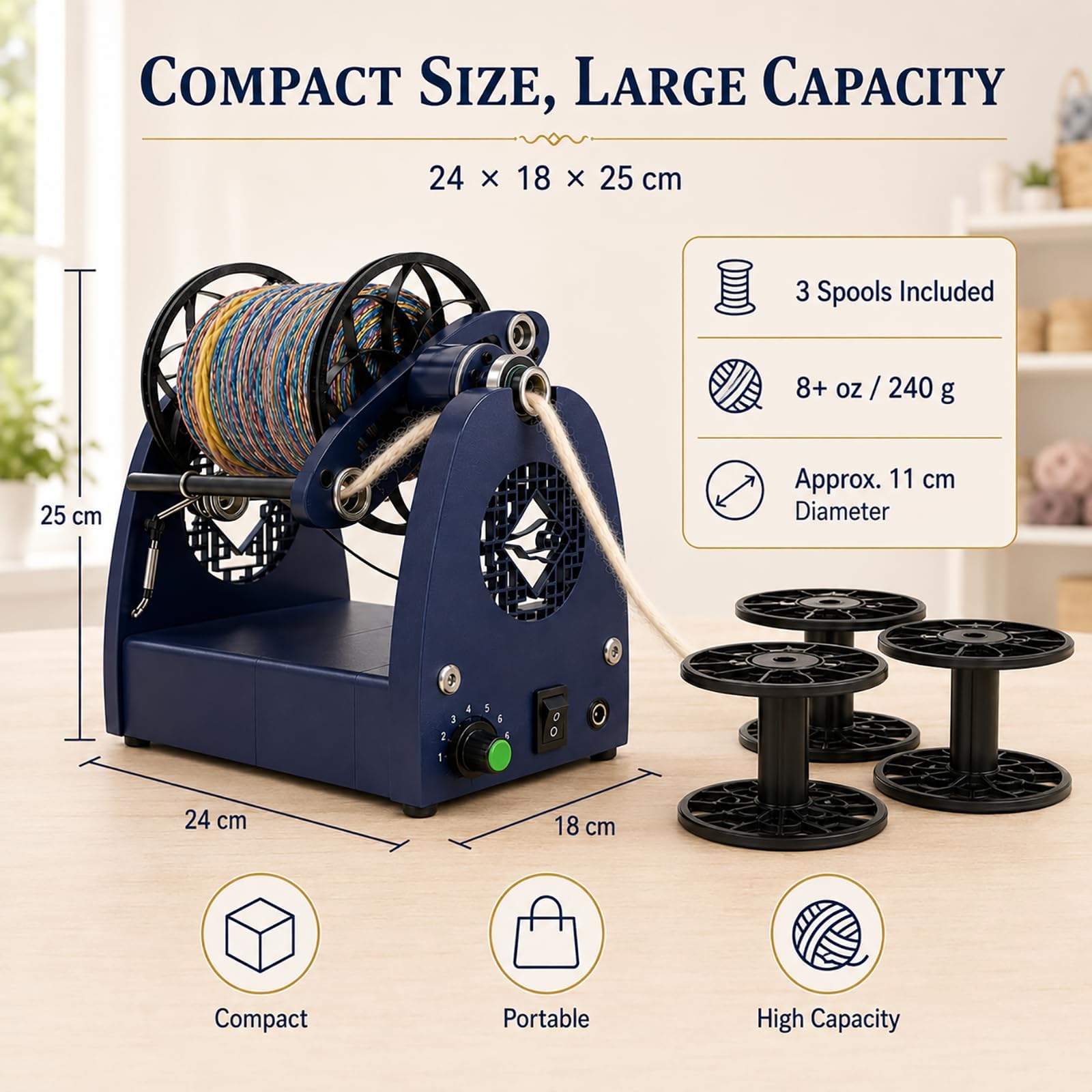 Filatoio Elettrico, Filatrice con Pedale e 3 Bobine