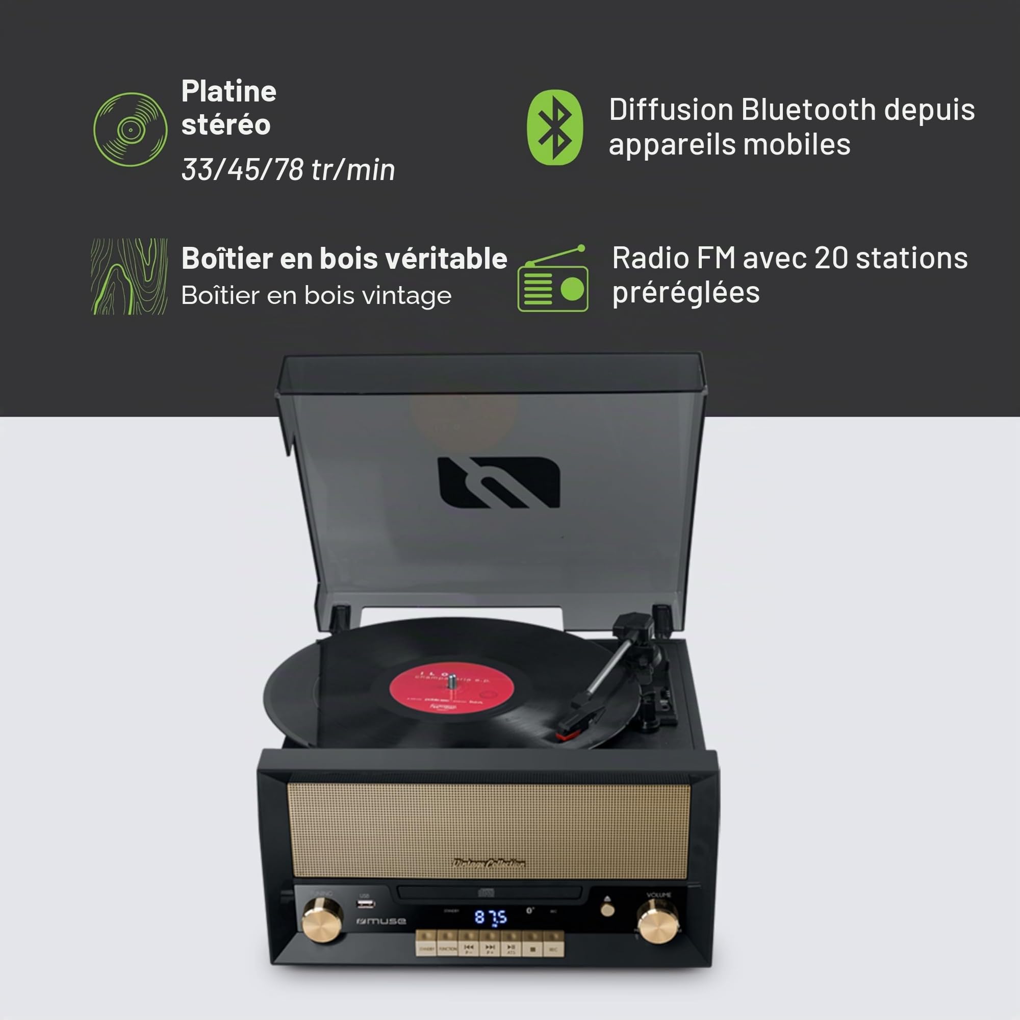 MUSE Platine Vinyle USB MT110B