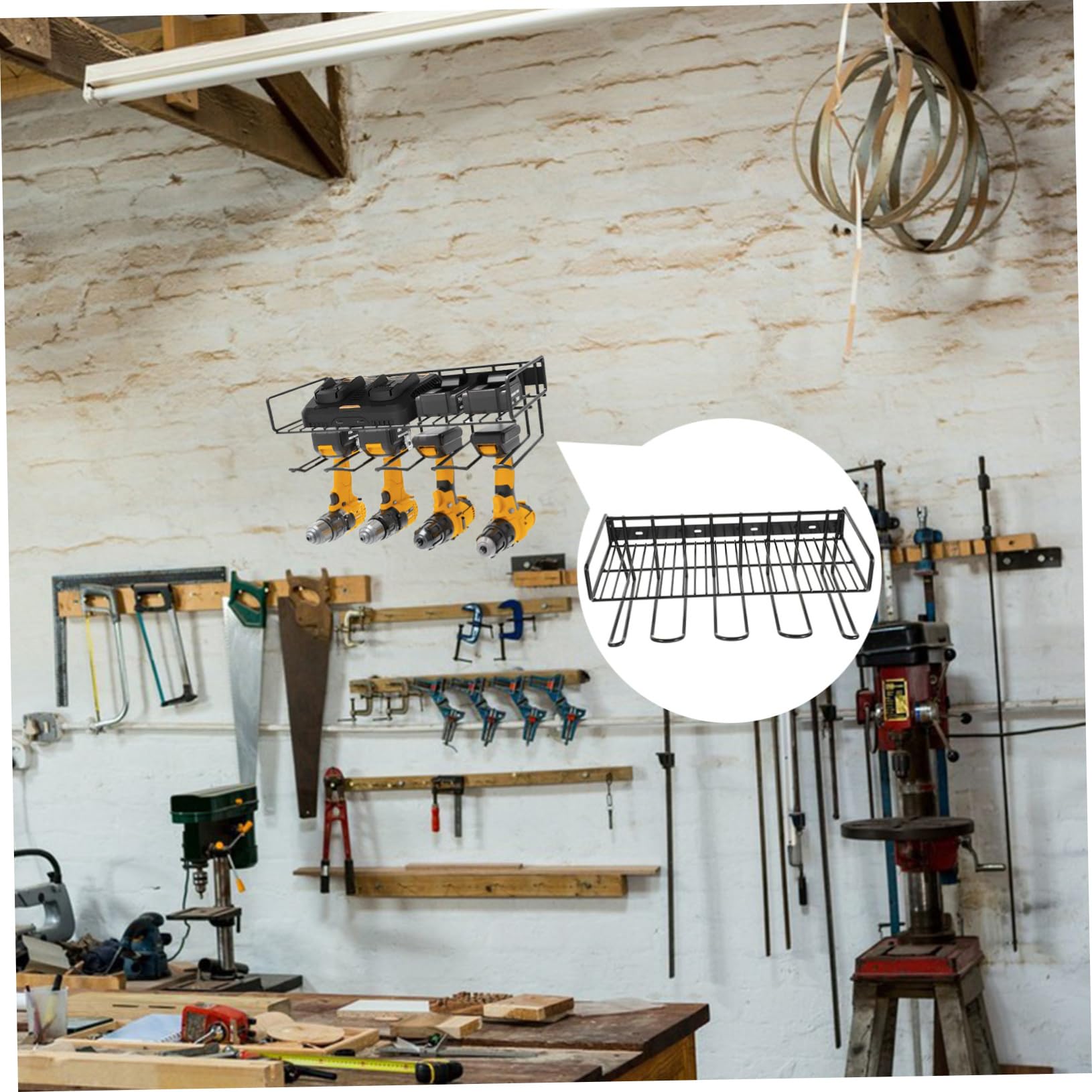 Cabilock Soporte de Almacenamiento para Herramientas de Pared de Metal Organizador de Taller con Espacio Diseño Espacio y Alta Capacidad de Carga para Herramientas Eléctricas