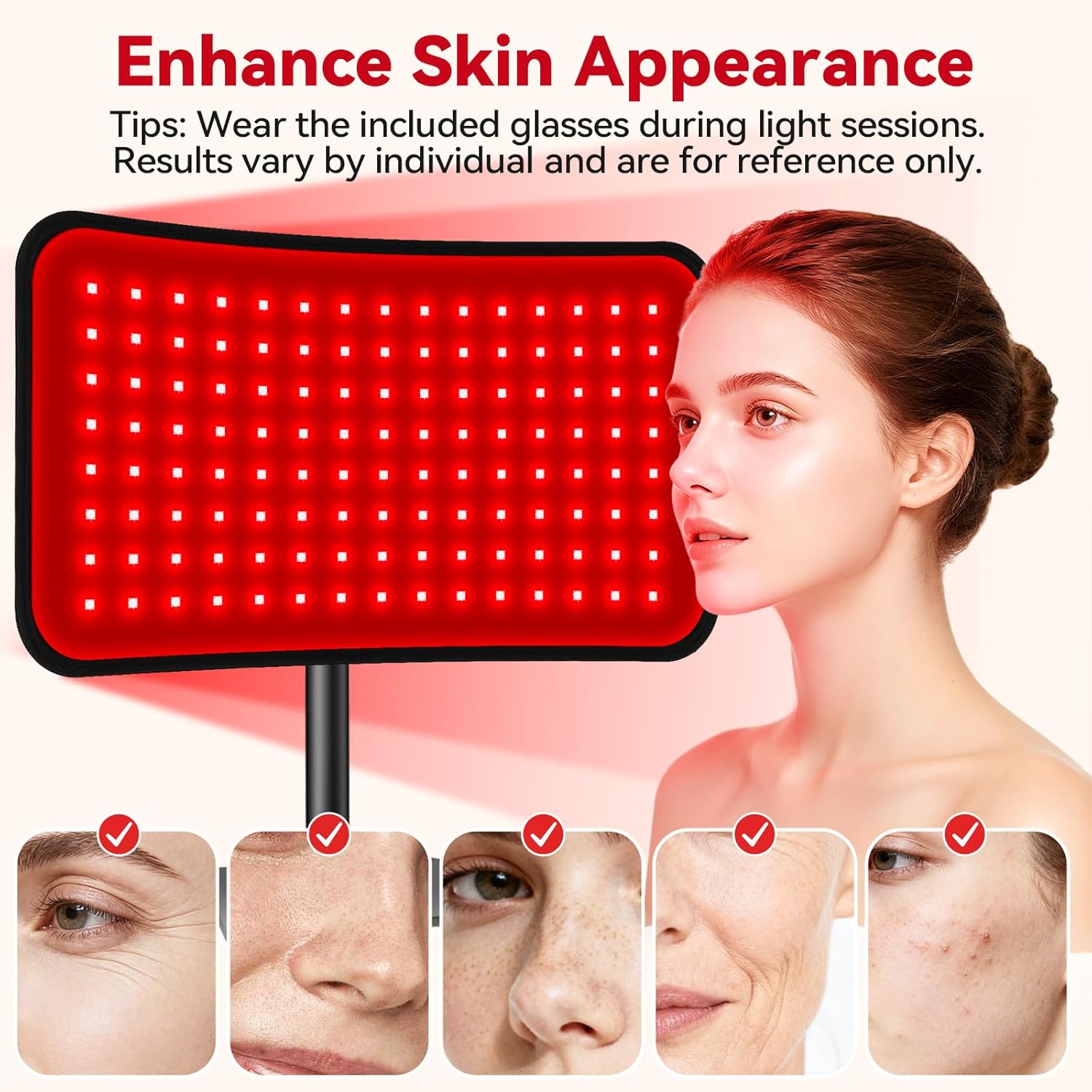 Red Light Therapy for Face Body, 2-in-1 Red Light Panel Device with Belt, 660nm & 850nm Near Infrared Light Therapy Lamp with Remote Control, 5 Adjustable Brightness & Timer, Valentine Gifts for Women - Image 4