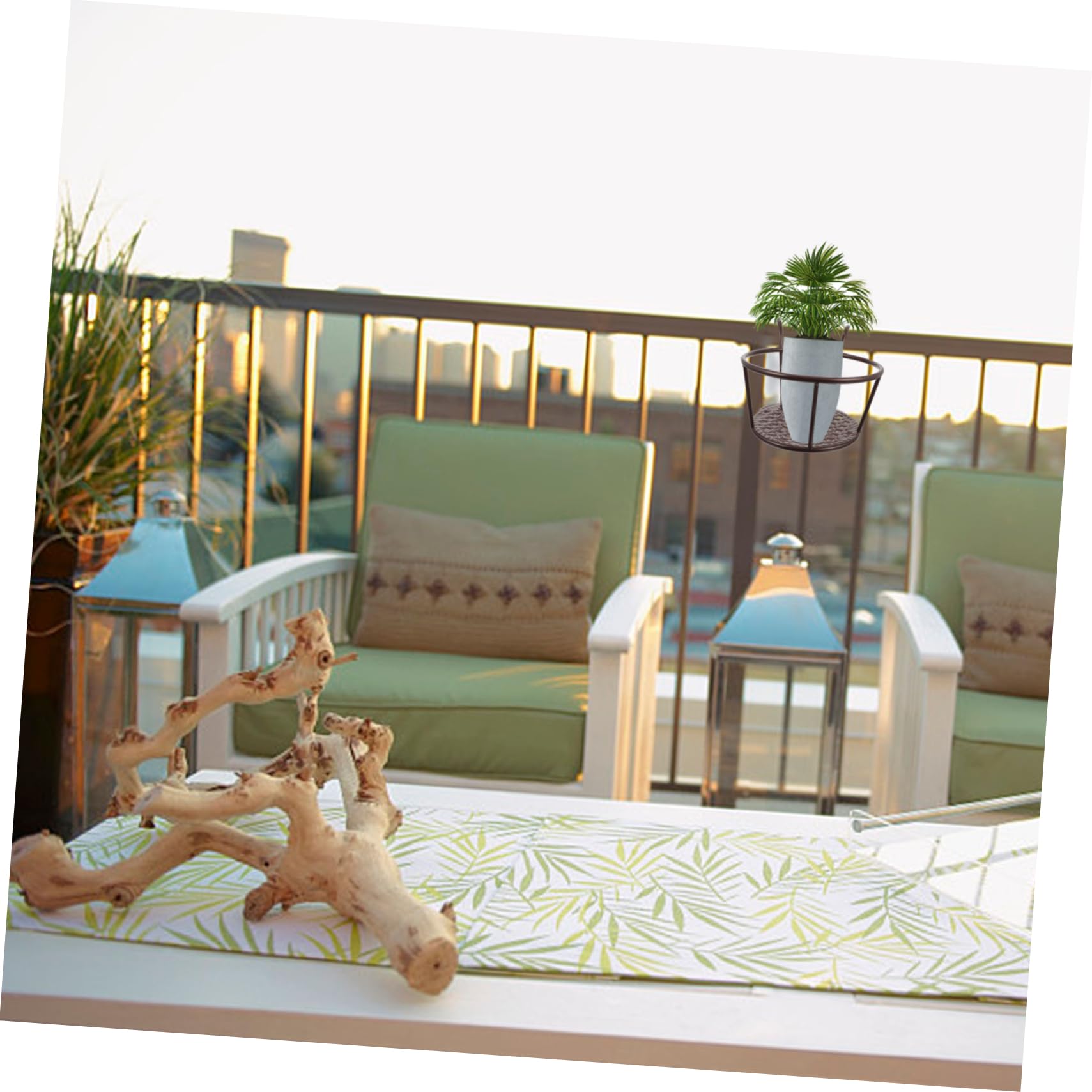BESPORTBLE Portavaso Supporto Decorativo in Ferro, 2 Pezzi Balcone da Ringhiera Stile Semplice per Fiori e Piante, per Balcone e Finestra