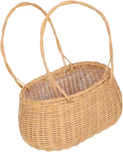 FONDOTIN 1pc Flower Basket Storage Basket Girly Decor Teen Girl Gift Basket Seagrass Baskets Rattan Storage Rattan Easter Egg Basket Floor Basket