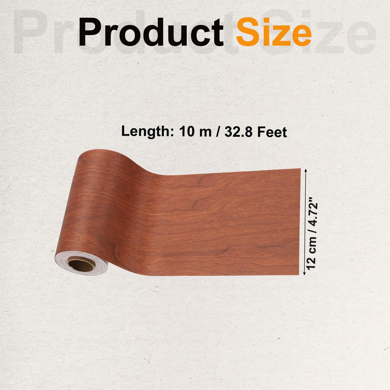 PATIKIL Cinta De Madera 12cm x 10m, Cinta Autoadhesiva De Textura De Madera Parche De Efecto De Madera Realista Para Muebles Gabinetes Pisos Paredes, Marrón Rojizo