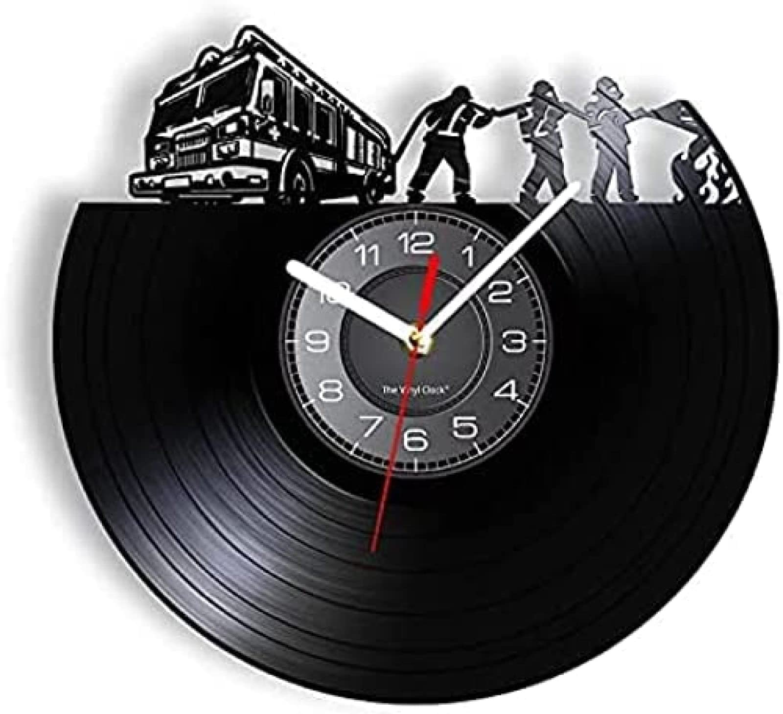 Horloge murale disque vinyle pompier artisanat d'art rétro 12 pouces