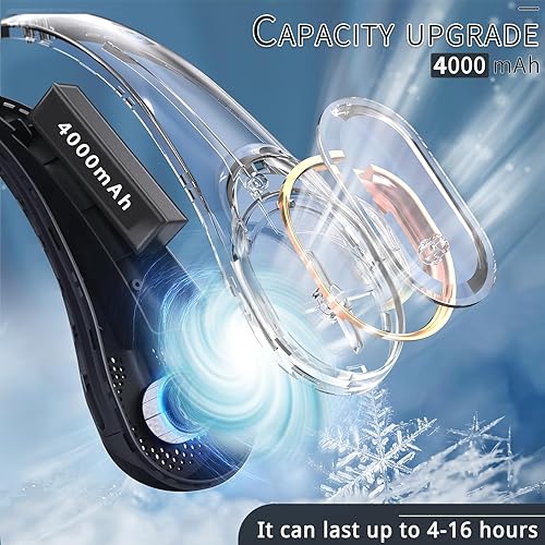 Miniatura 4 de ASNUG Ventilador de cuello ventilador de cuello sin aspas ventilador personal recargable de 4000 mAh ventilador portátil manos libres de 360 3