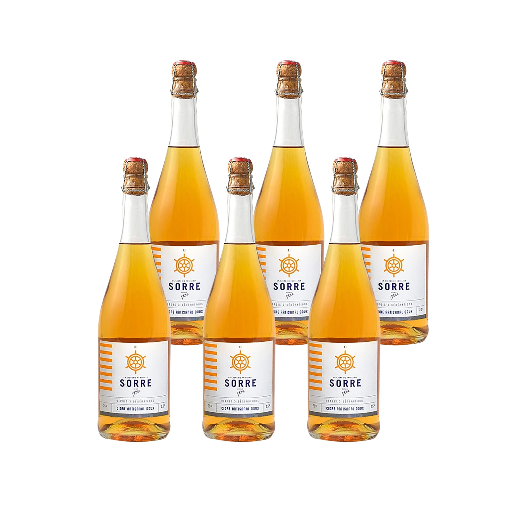 Sorre Cidre Doux Sweet Französischer Apfelcidre 6 x 0,75 l | Traditioneller Cidre aus der Bretagne | Natürlich ohne Zuckerzusatz | 2,5% Vol. | Fruchtig-milder Genuss