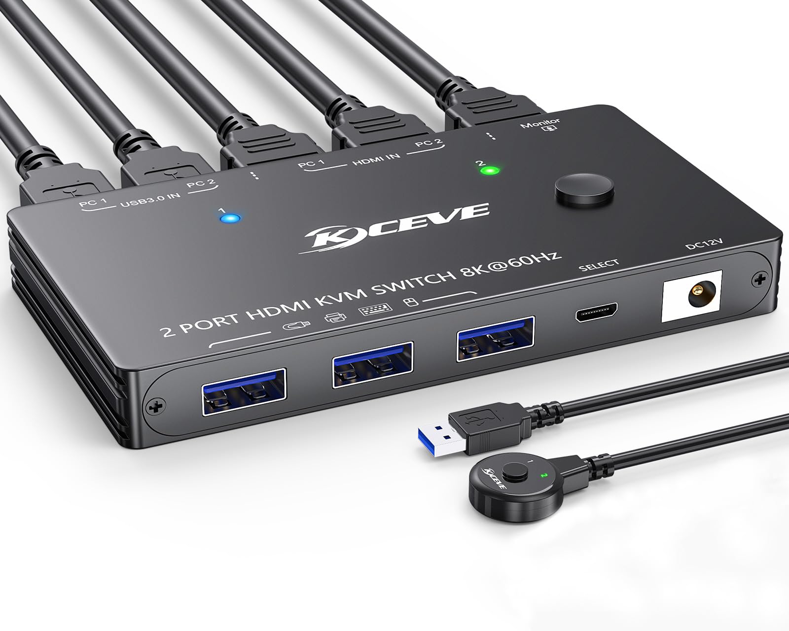 Amazon.co.jp: KVM スイッチ 1 モニター 2 コンピューター 4K@144Hz 8K