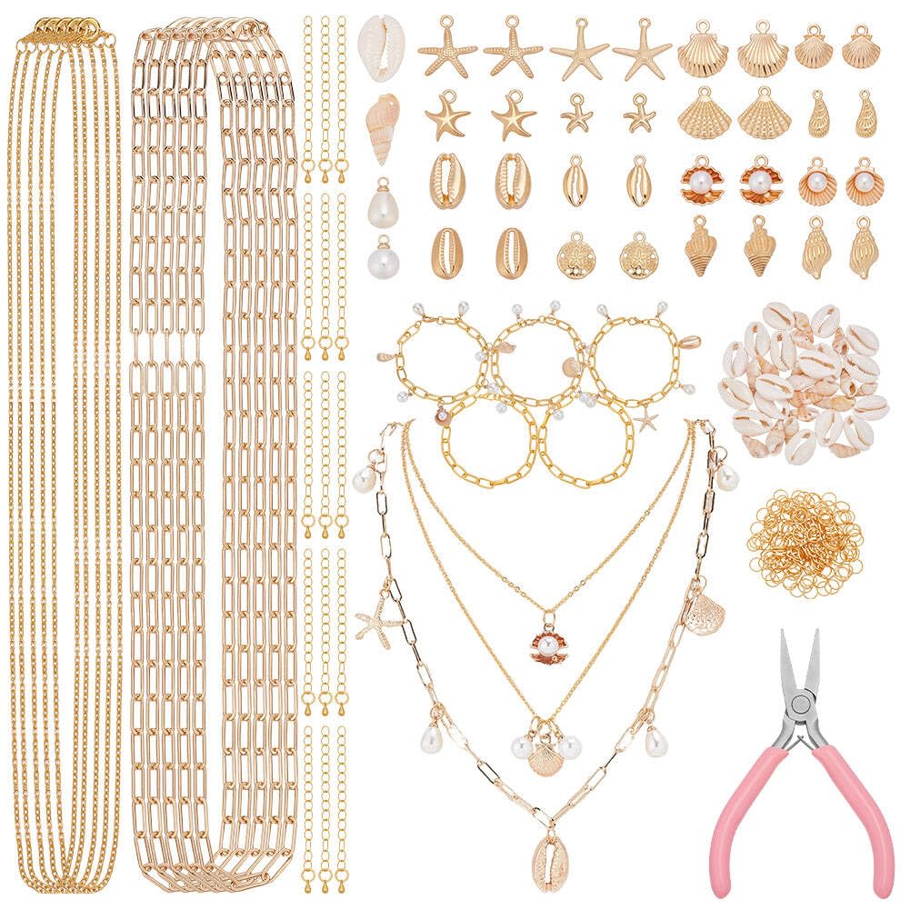 OLYCRAFT Schmuck Bastelset DIY Halskette Armband Set DIY Lanyard Bastelset für Kunst