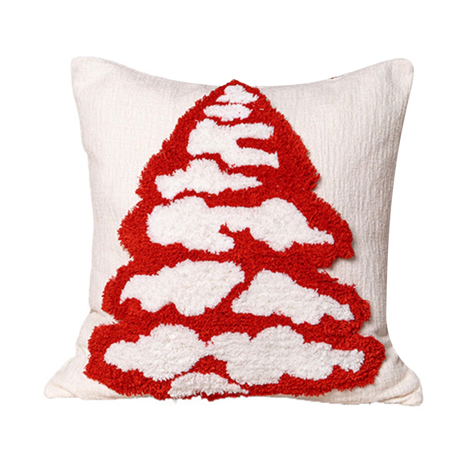 Nucelit Chenilles Pillow Cover with Christmas Tree Designs Sturdy Pillowcase for Sofa Christmas Home Decoration Cushion Cover